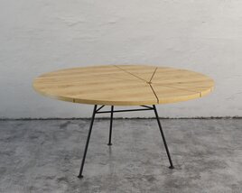 Modern Wooden Oval Coffee Table 3D model