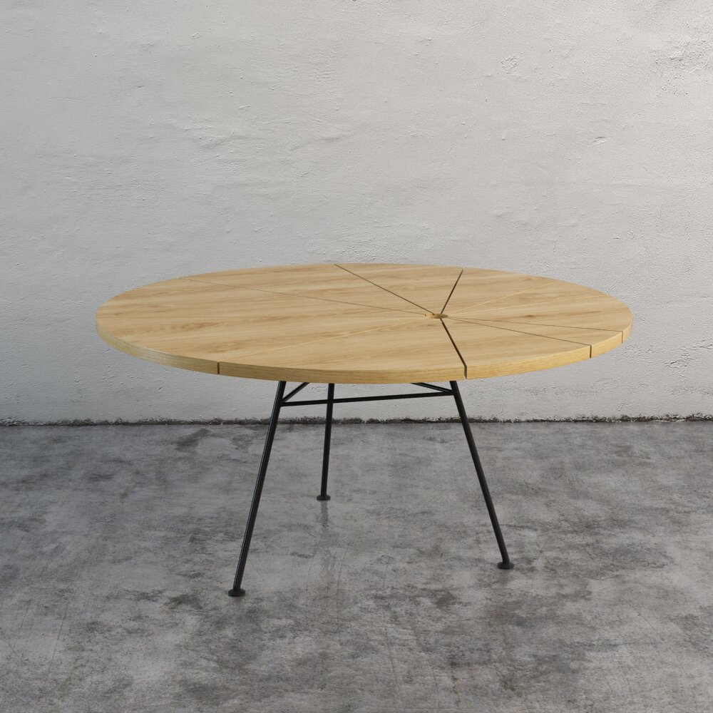 Modern Wooden Oval Coffee Table 3D 모델 