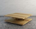 Low Wooden Coffee Table Modello 3D
