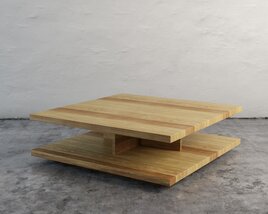 Low Wooden Coffee Table 3D-Modell