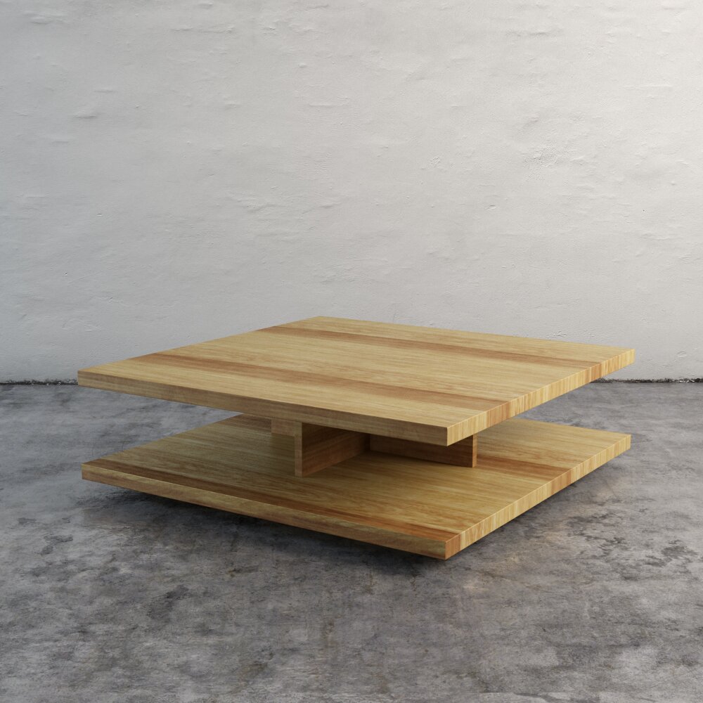 Low Wooden Coffee Table 3D 모델 