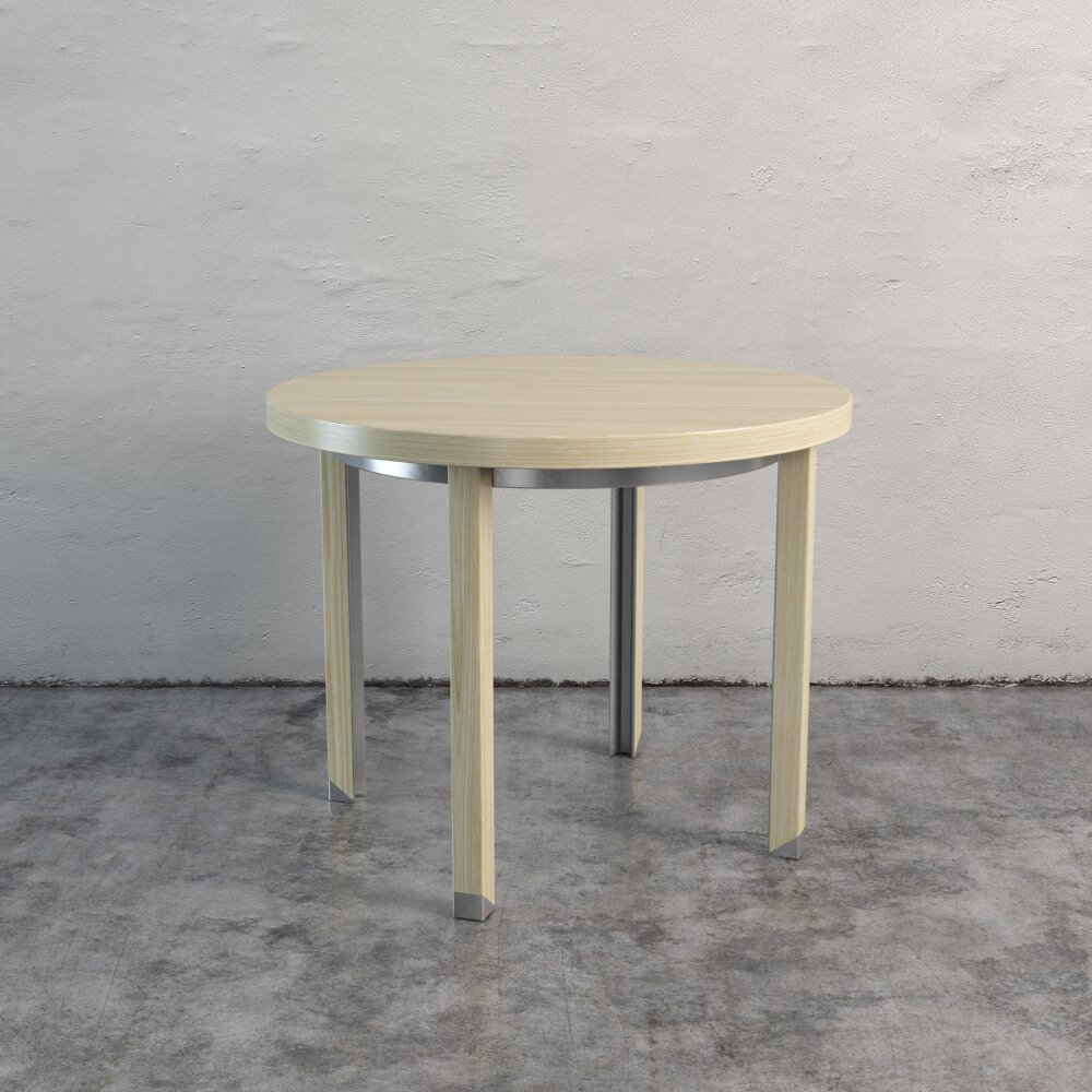 Round Wooden Table Modello 3D