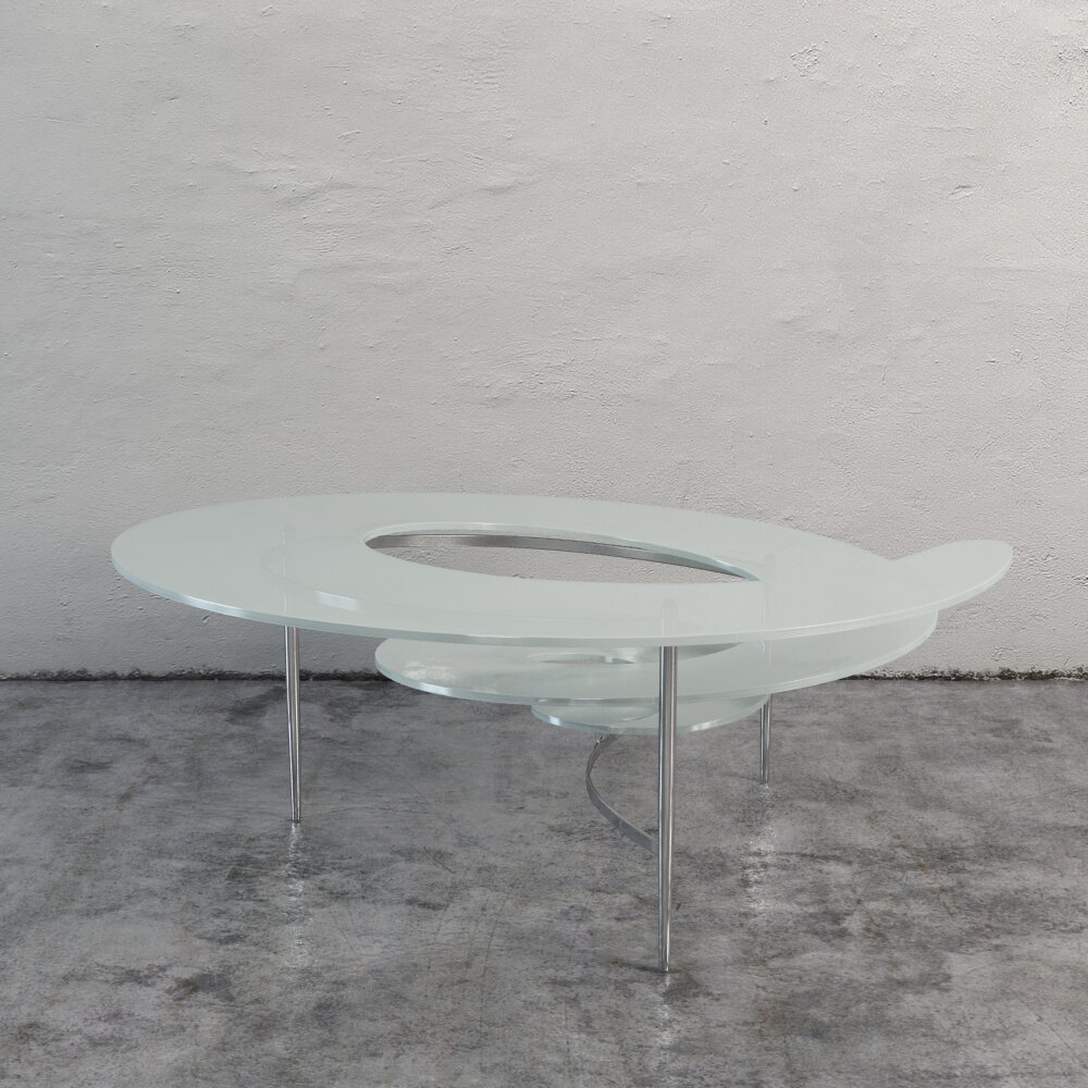 Futuristic Oval Glass Coffee Table Modello 3D