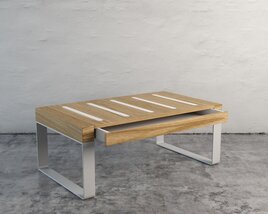 Modern Wooden Coffee Table with Drawer Modello 3D