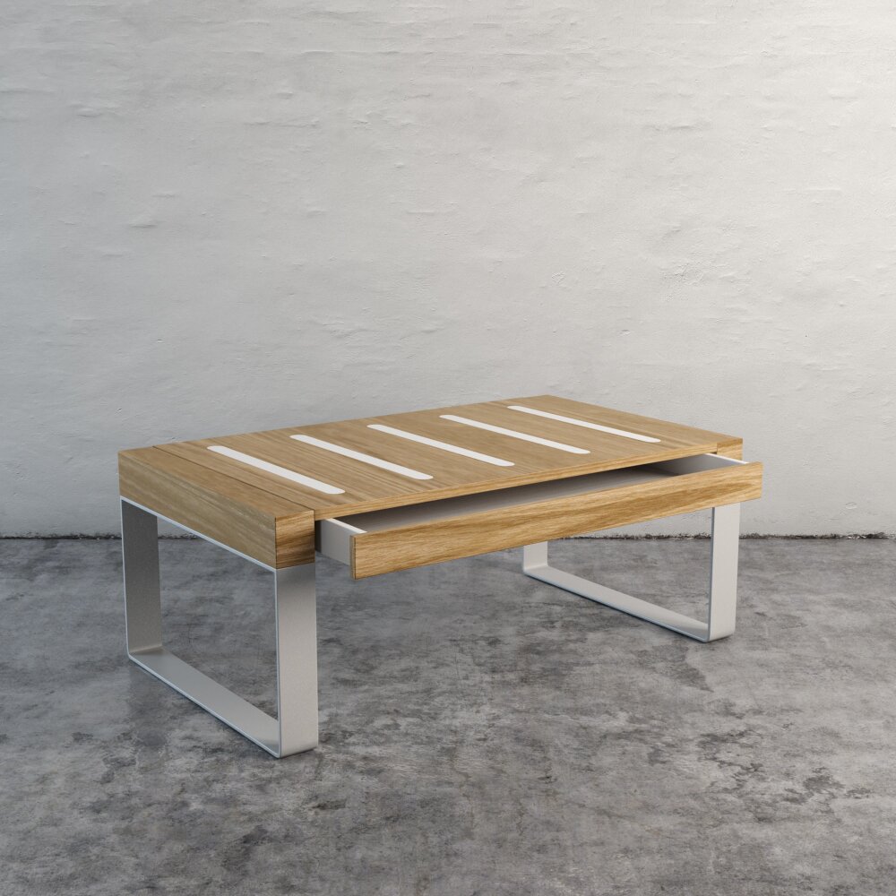 Modern Wooden Coffee Table with Drawer 3D-Modell
