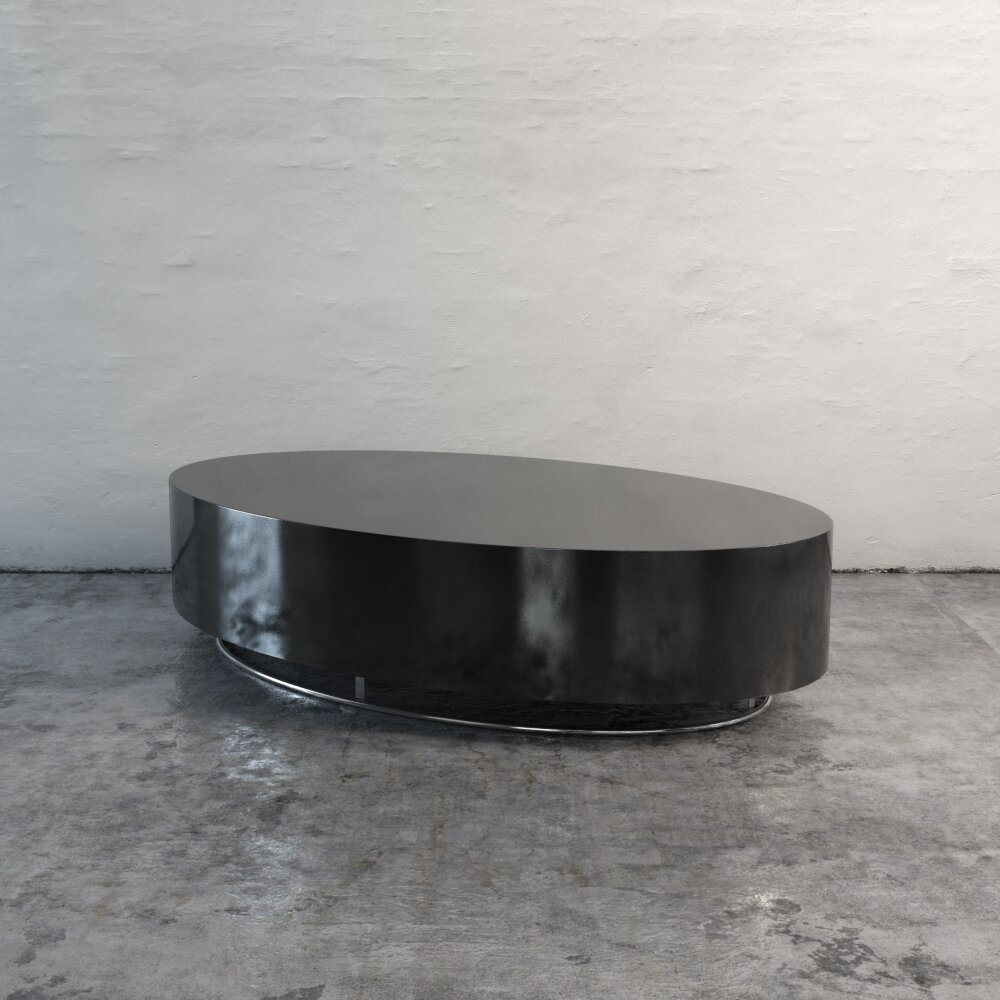 Modern Black Oval Coffee Table 3d model