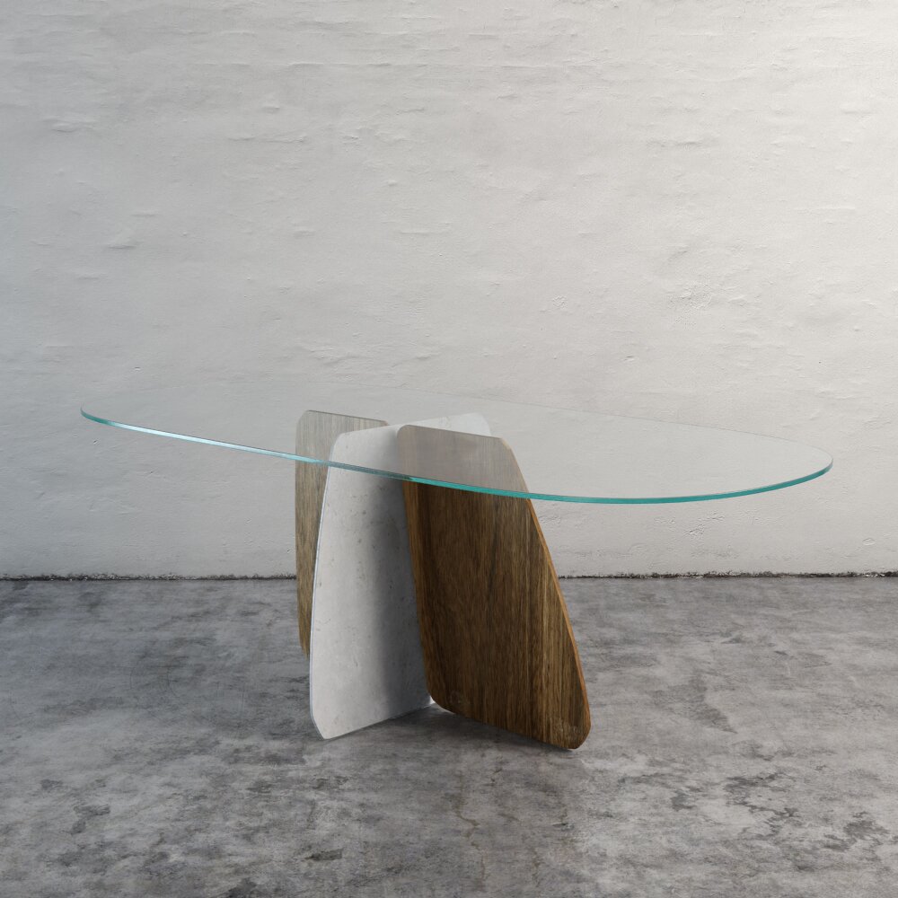 Modern Glass-Top Sculptural Table Modello 3D