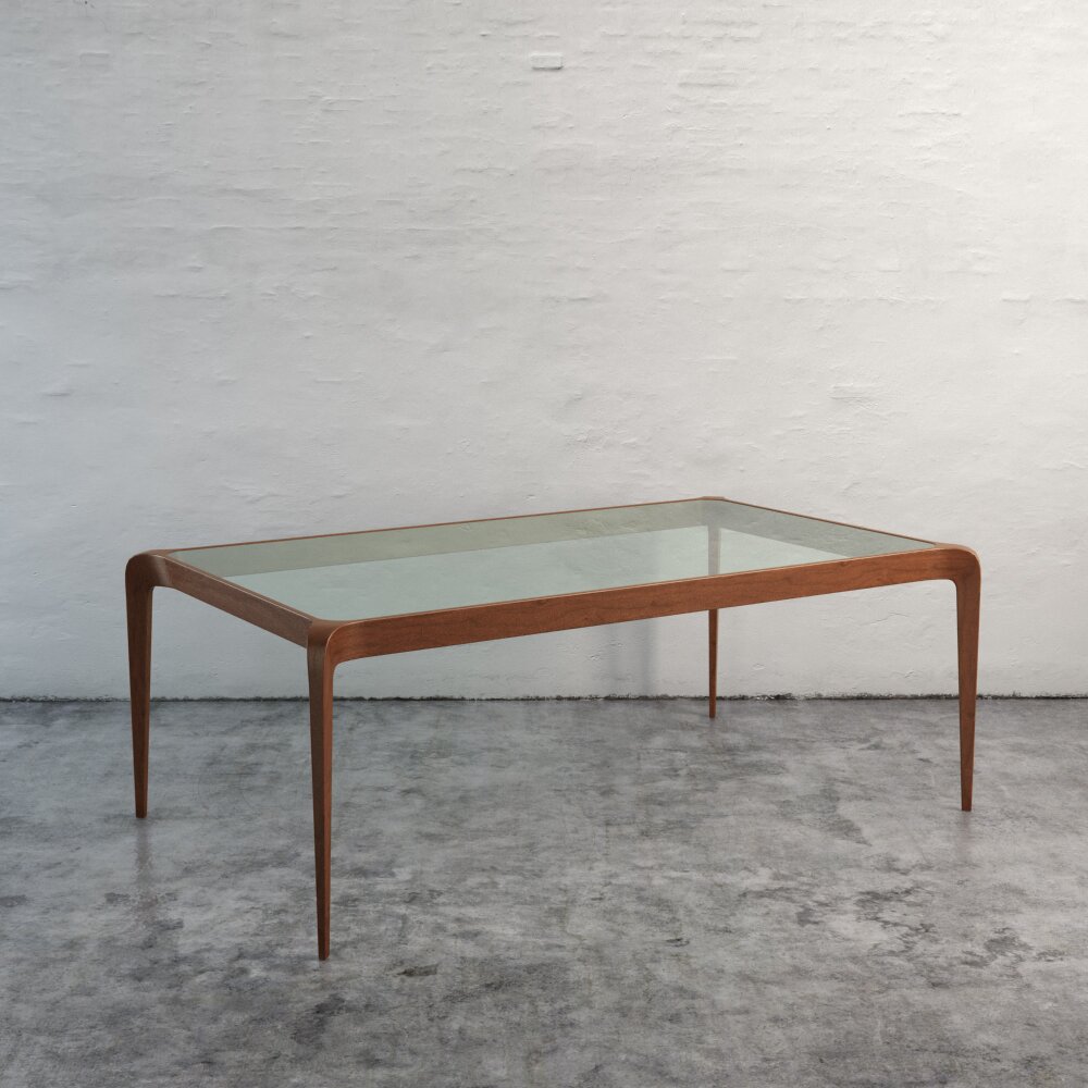 Modern Rectangular Glass-Top Coffee Table Modello 3D