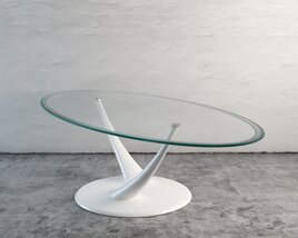 Modern Oval Glass-Top Table Modèle 3D