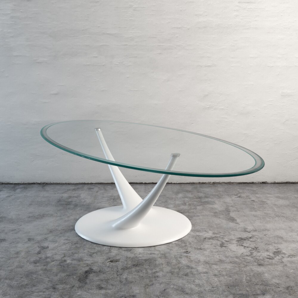 Modern Oval Glass-Top Table 3d model