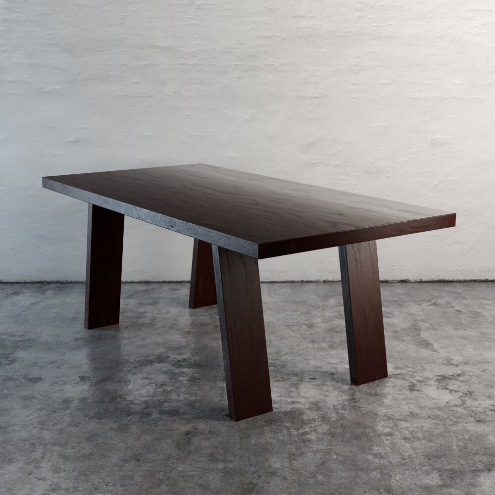 Black Wood Dining Table 3D 모델 