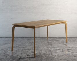 Modern Wooden Table with Thin Legs Modello 3D