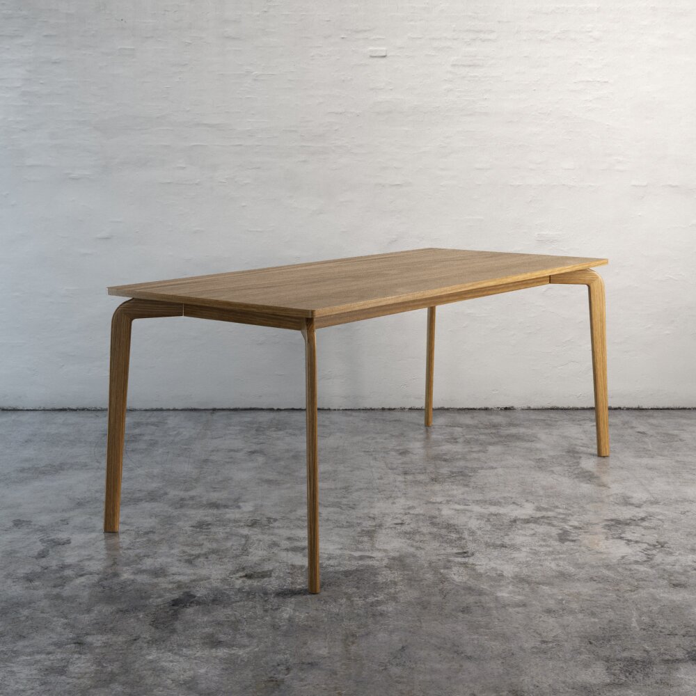 Modern Wooden Table with Thin Legs 3D модель