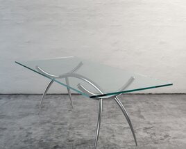 Modern Glass Coffee Table with Curved Legs Modello 3D