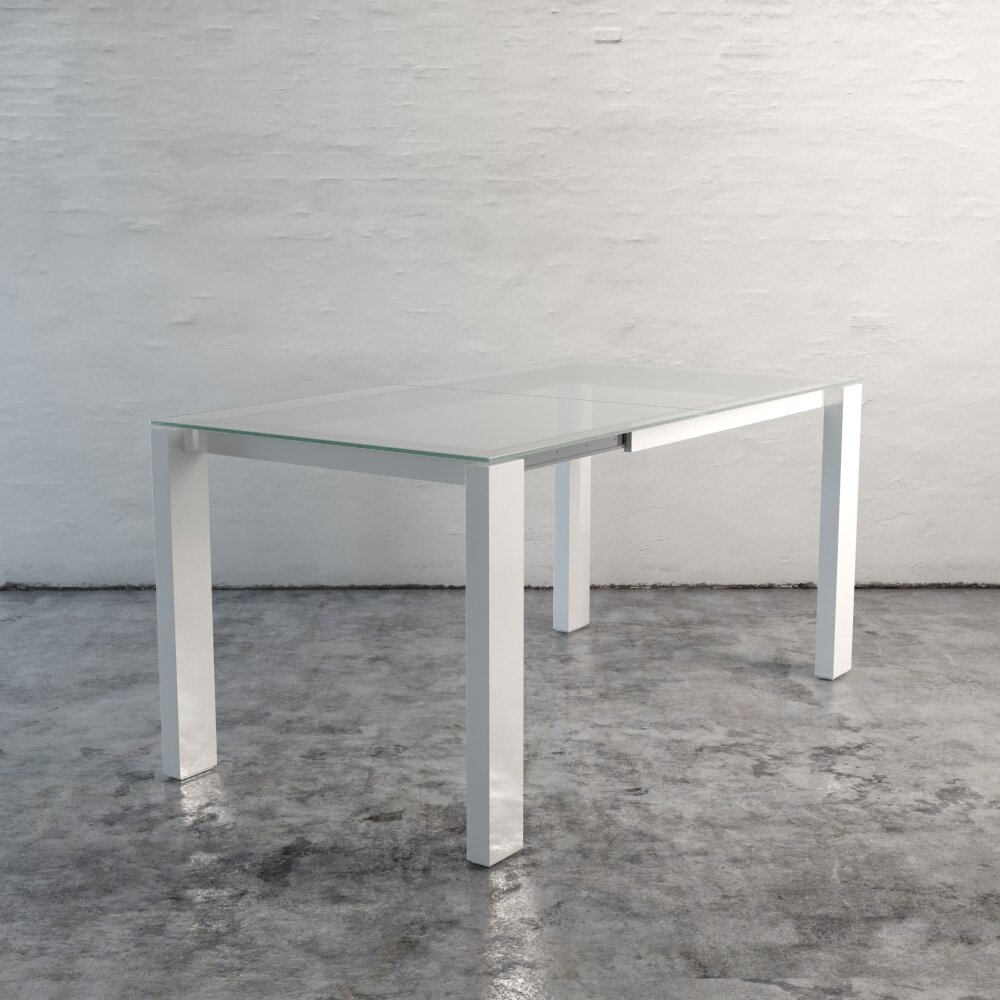 Modern Glass Table with Aluminum Frame 3D 모델 