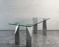 Modern Glass Table with Rough Legs 3D 모델 
