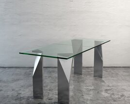 Modern Glass Table with Rough Legs Modelo 3D