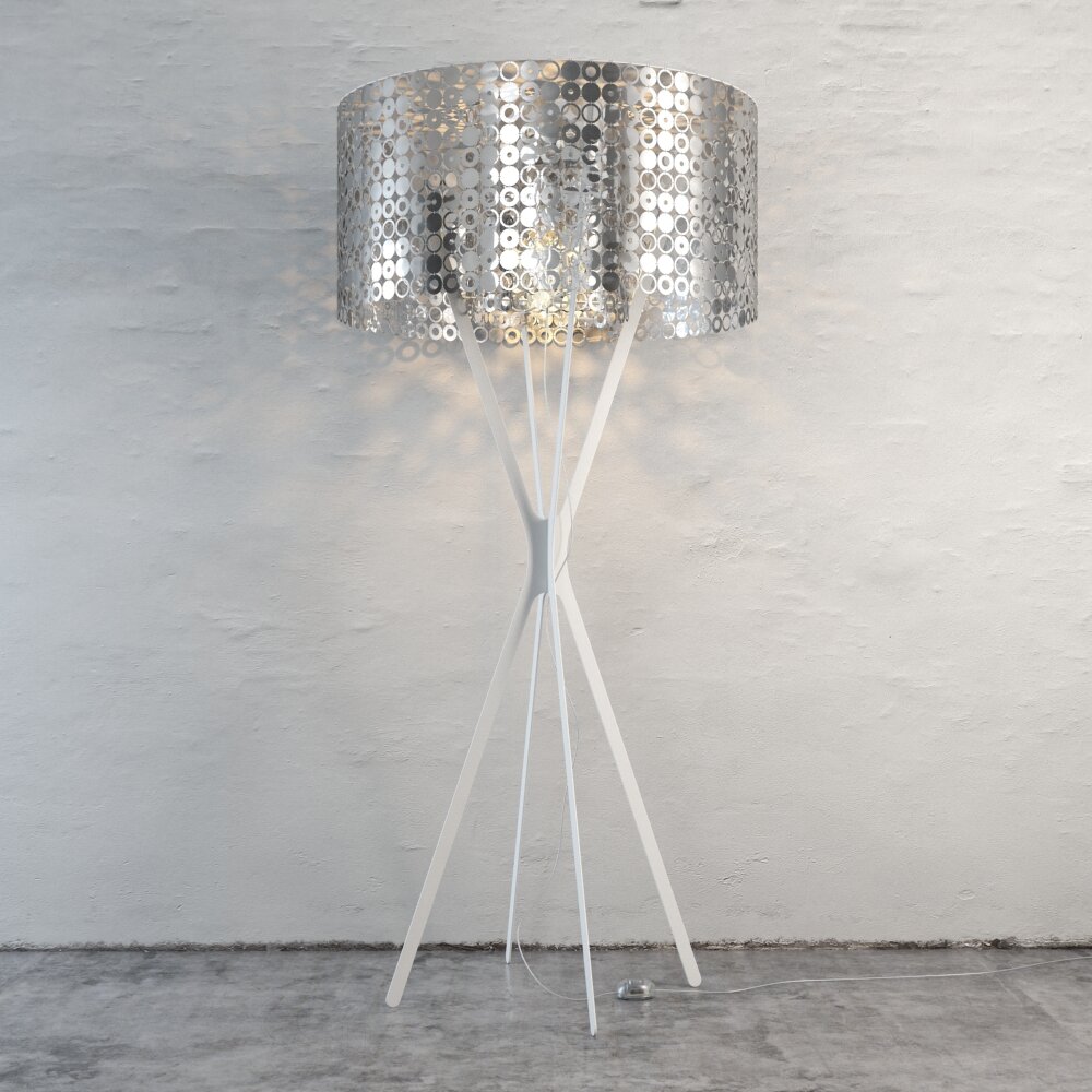 Modern Tripod Silver Floor Lamp 3d model