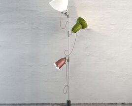 Three Colored Lamps on a Metal Base 3D модель