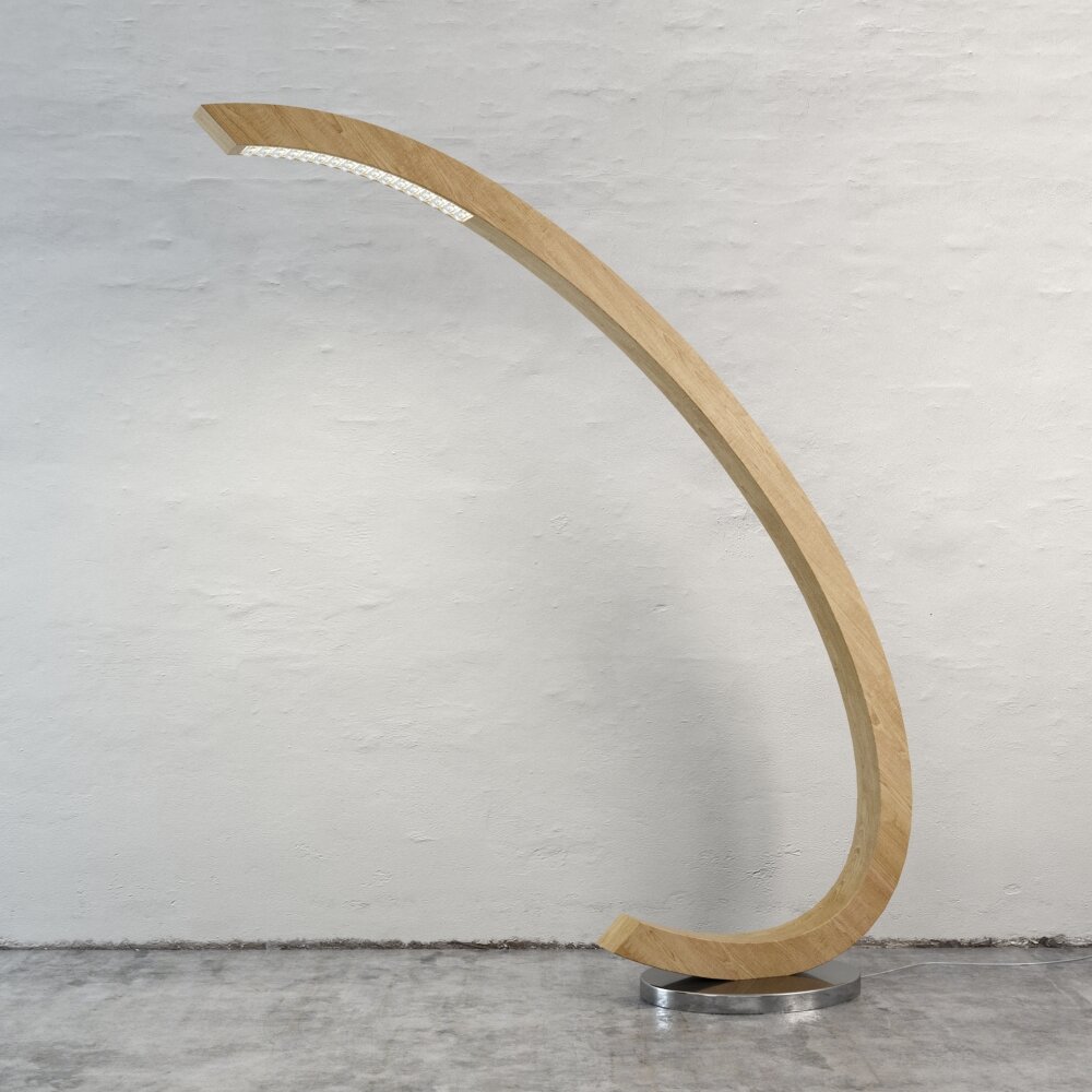 Curved Wooden Lamp Modèle 3d