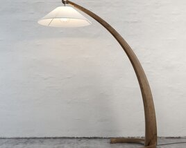 Floor Lamp with Wooden Base 3D модель