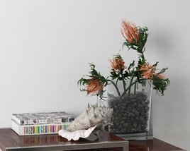 Still Life with Flowers and Seashell Modèle 3D
