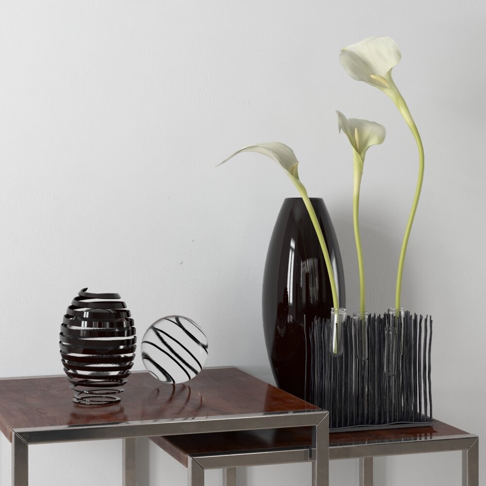 Elegant Vase and Decorative Orbs Modello 3D