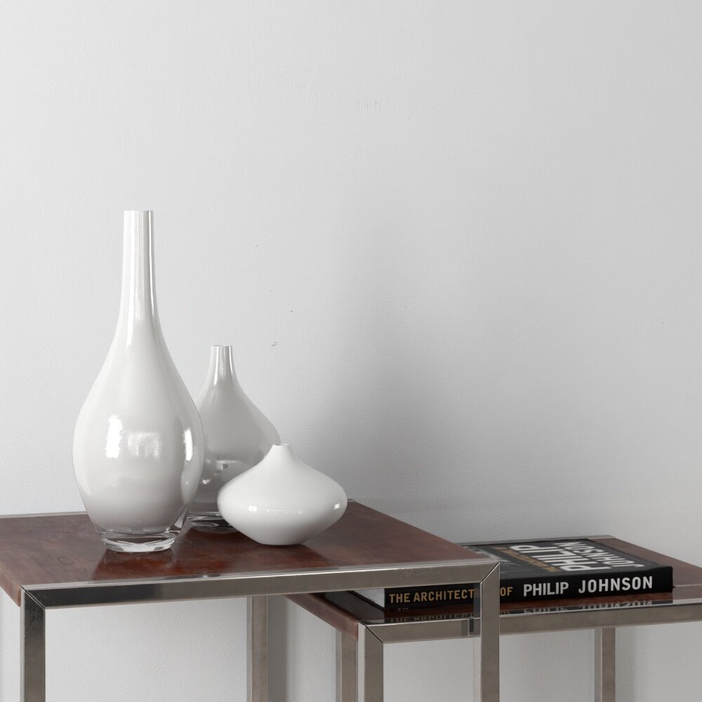 White Ceramic Vases 3d model