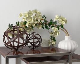 Ornamental Spheres and Vase with Flowers Modello 3D