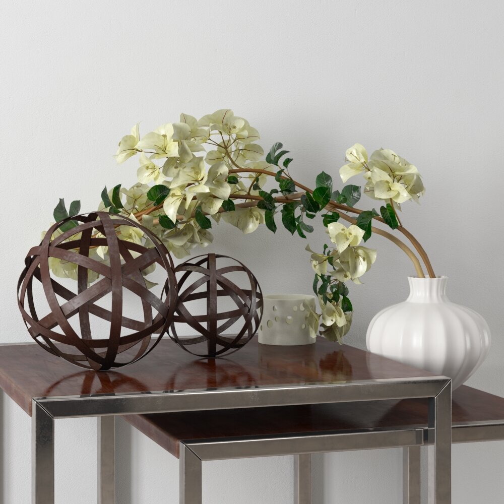 Ornamental Spheres and Vase with Flowers 3D模型