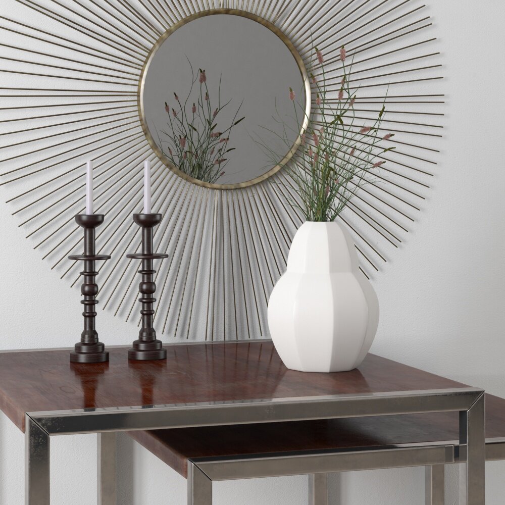 Modern Vase with Greenery on Console Table Modello 3D