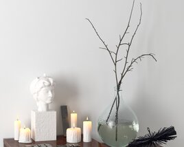 Minimalist Vase with Branches 3D-Modell
