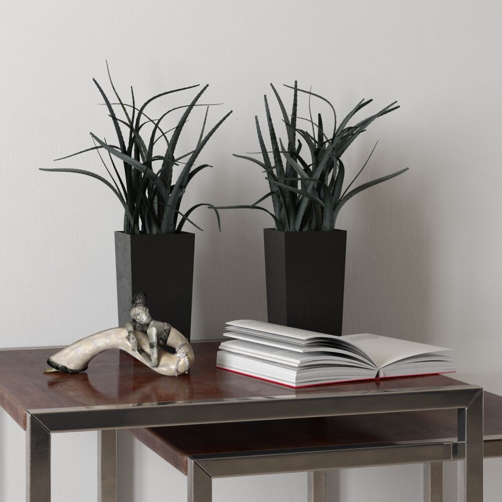 Modern Home Decor Plants and Books Modèle 3d