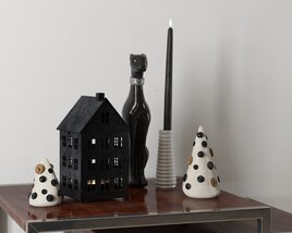 Contemporary Candle Display with Decorative Accents Modello 3D