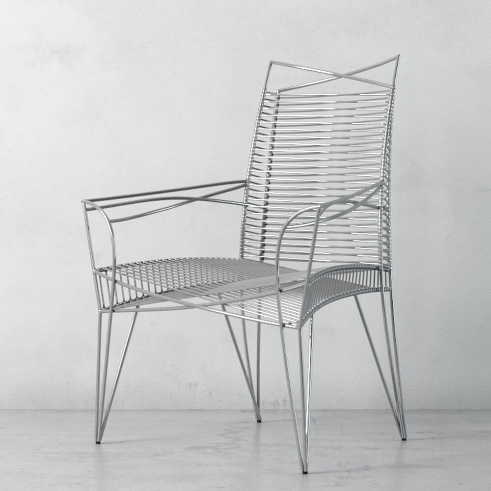 Wireframe Metal Chair Modello 3D