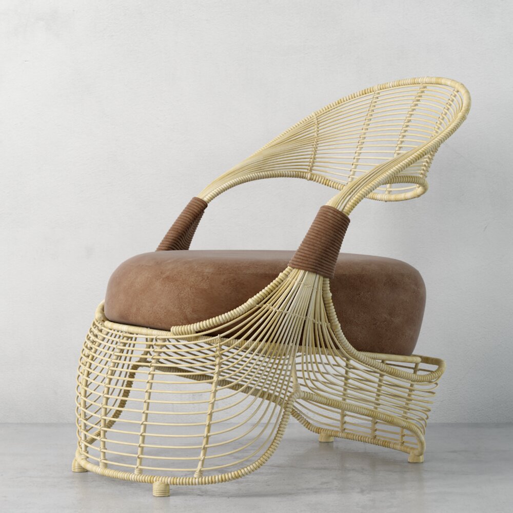 Modern Rattan Accent Chair Modelo 3D