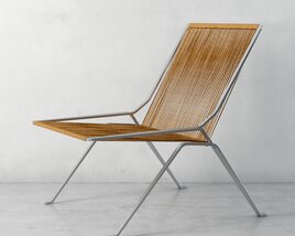 Modern Wooden Sling Chair 02 3Dモデル