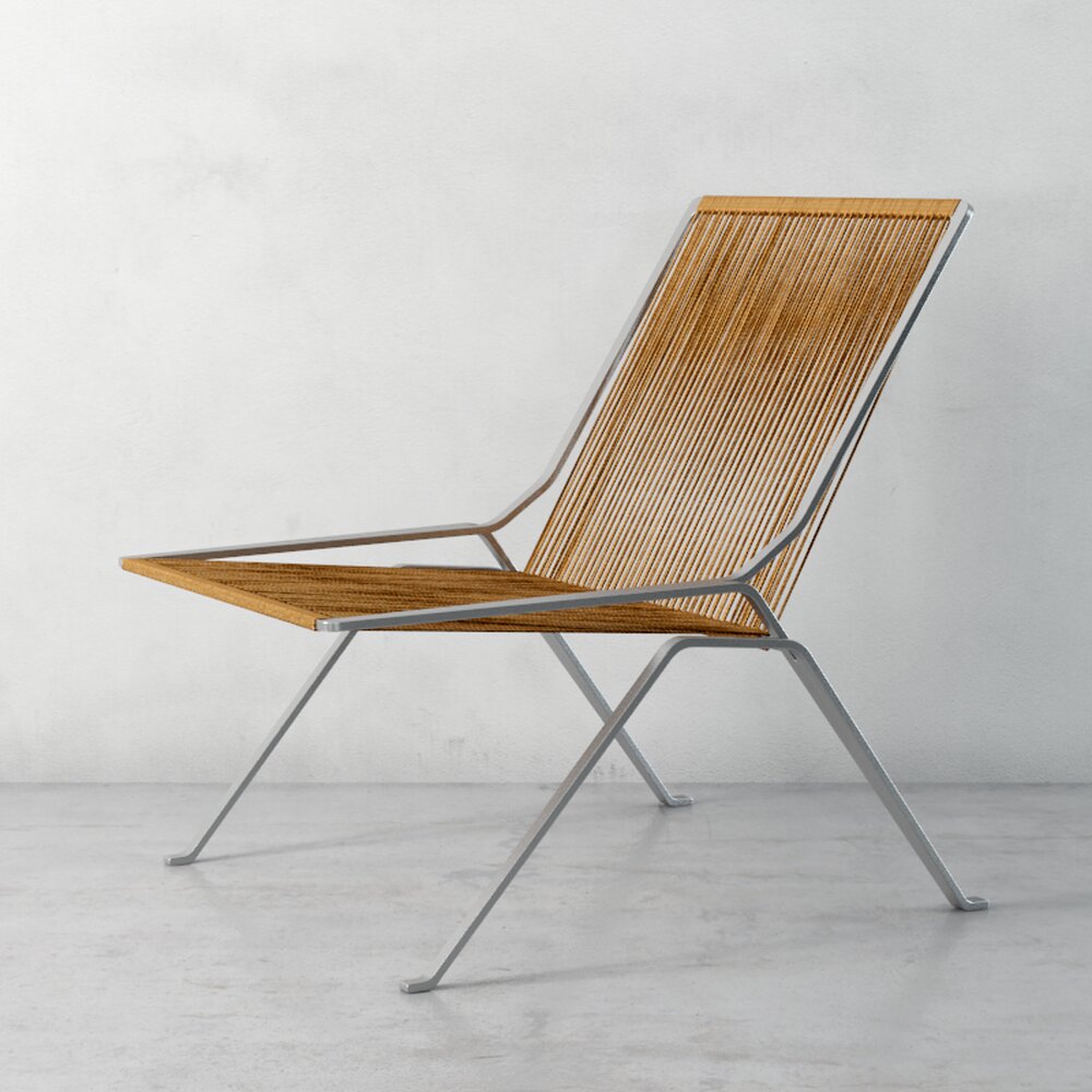 Modern Wooden Sling Chair 02 Modelo 3d