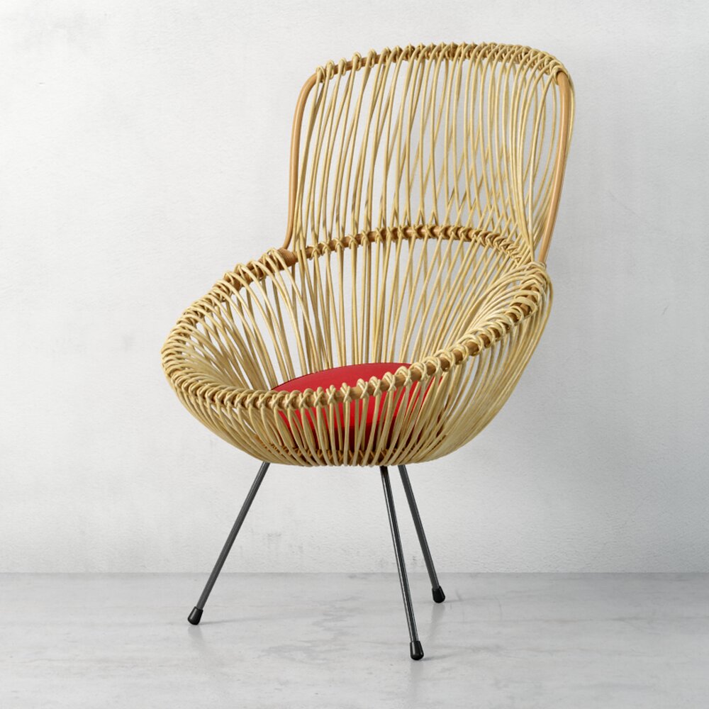 Modern Rattan Lounge Chair 3D-Modell
