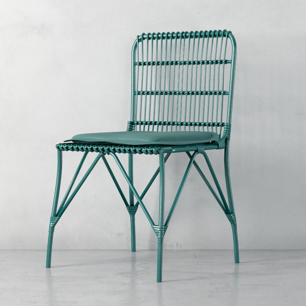 Green Metal Bistro Chair Modello 3D