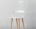 Modern White Chair with Wooden Legs 3D 모델 
