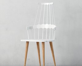 Modern White Chair with Wooden Legs Modèle 3D