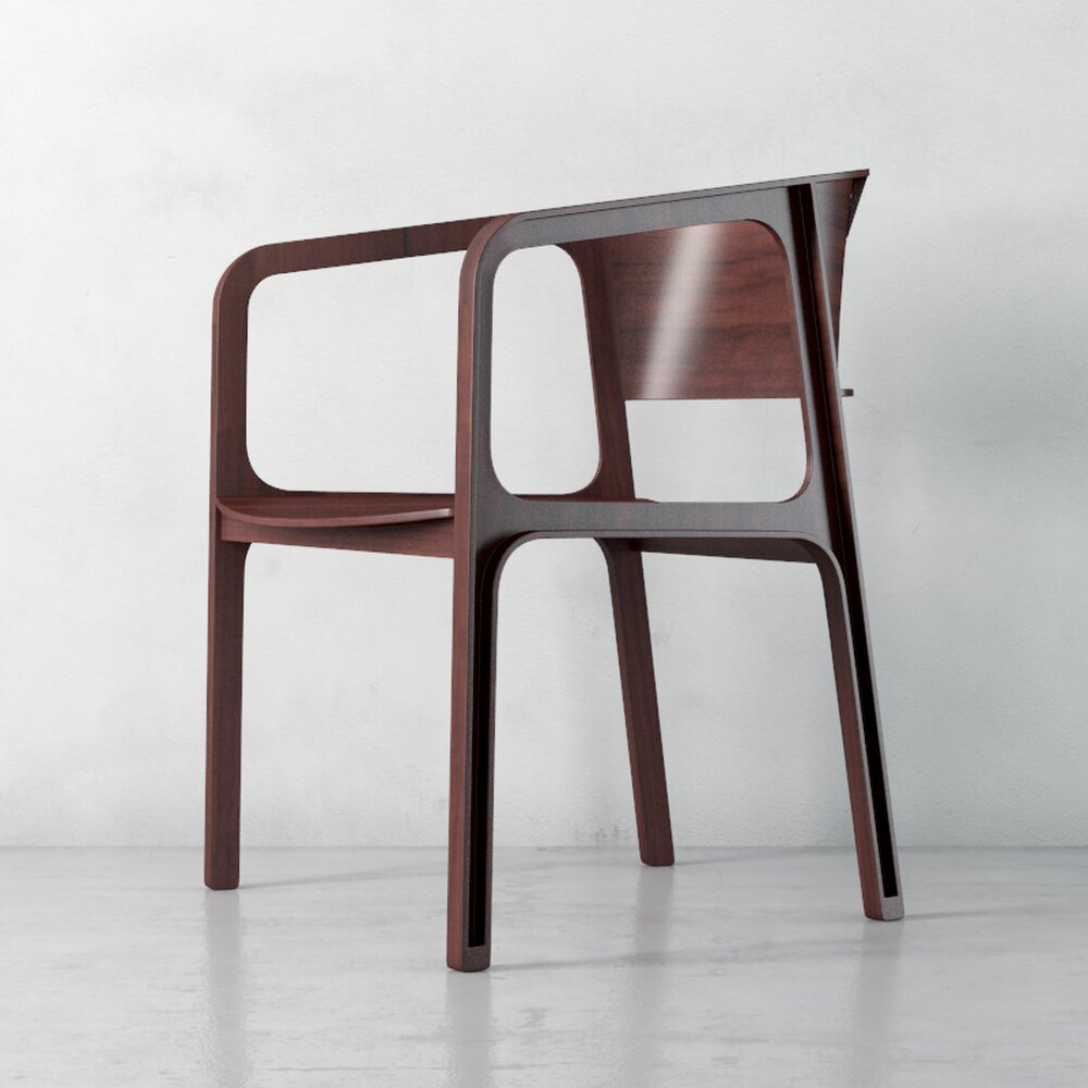 Modern Wooden Chair 02 3D 모델 