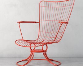Red Wireframe Armchair 3Dモデル