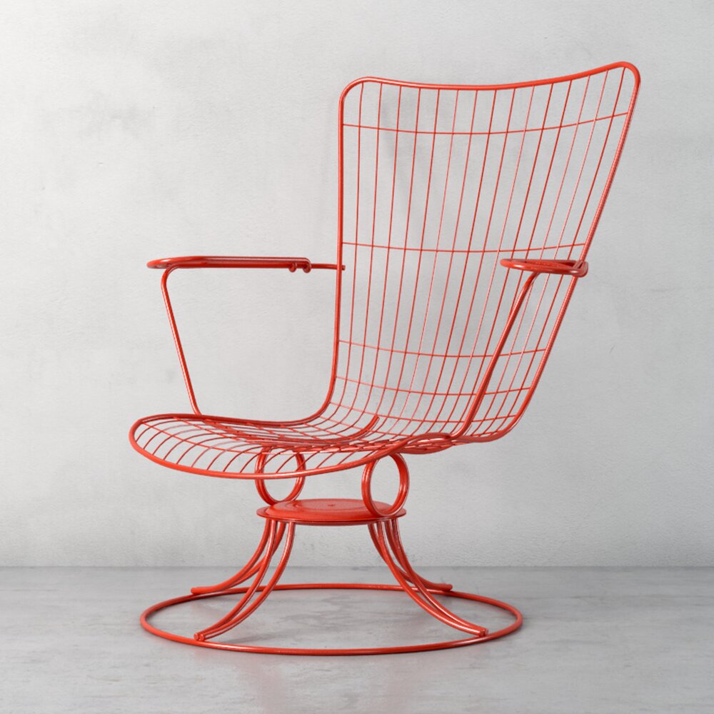 Red Wireframe Armchair 3D model