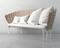Modern Woven Bench with Cushions 3d model