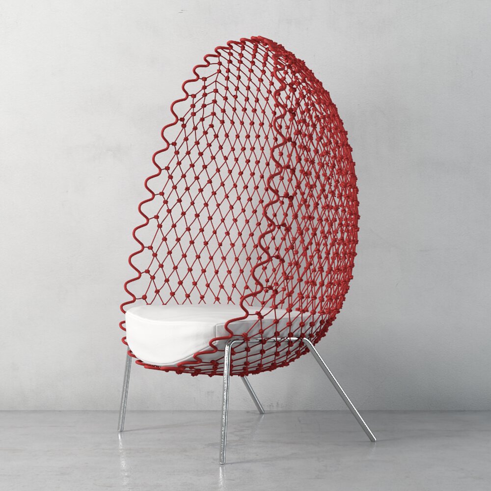 Modern Red Netted Chair Modelo 3d