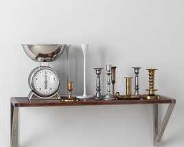 Elegant Mantel Clock and Candlestick Collection 3D model