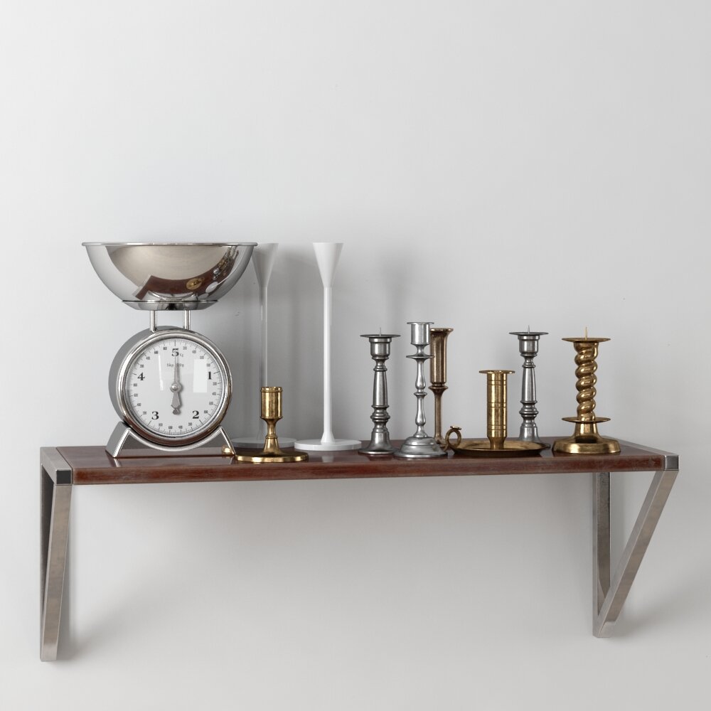 Elegant Mantel Clock and Candlestick Collection Modelo 3D
