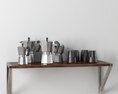 Assorted Moka Pots and Cups Display 3D-Modell